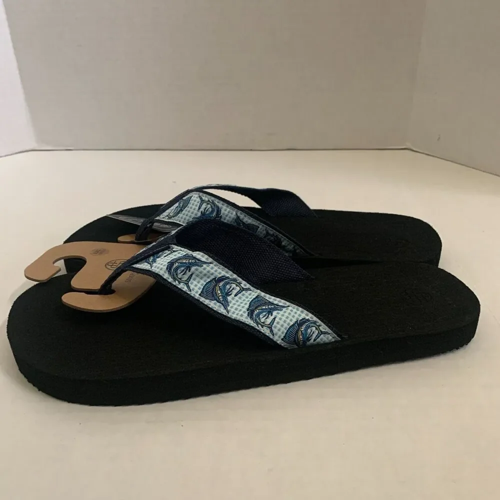 Simply Southern Men's Size 2XL 12/13.5 Marlin Print Flip Flops Thong Sandals New